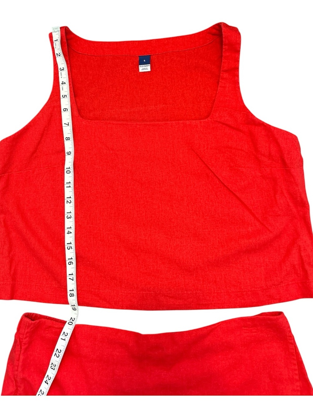 Old Navy Red/Orange Linen Blend Matching Set Tank Top & Skort Women’s Large - Picture 3 of 8